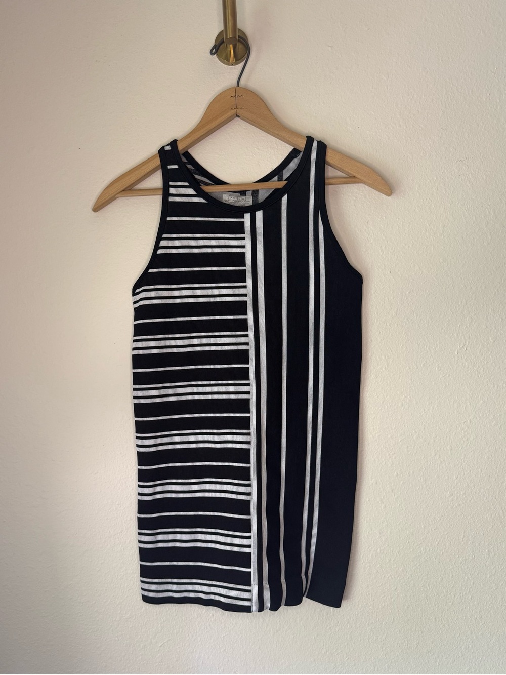 Athleta Black White Striped Racerback Athletic Tank Top size XL